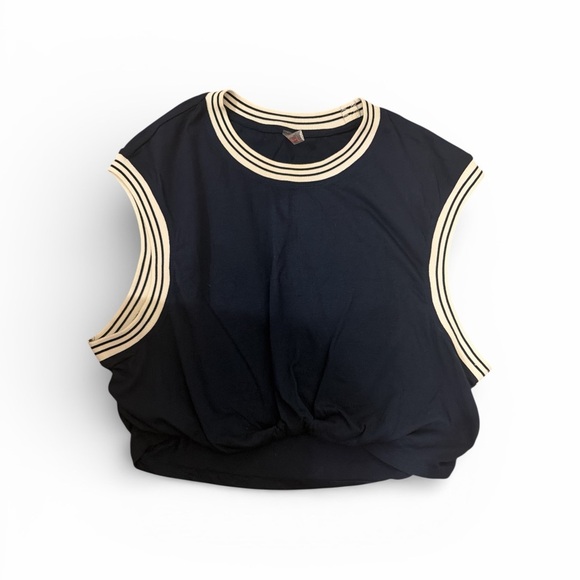 FP Movement by Free People Tops - FP Movement Navy Blue Cropped Sleeveless Athleisure Top with White Trim NWT
